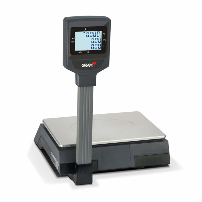 Shop scale with a column to display weight