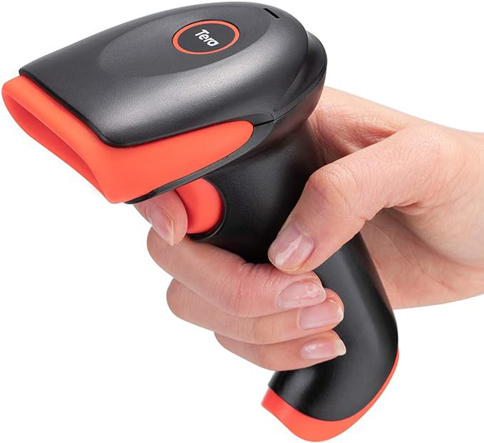 Wireless 2D QR barcode scanner with stand